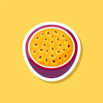 Passion fruit sticker icon in flat style. Passionfruit vector illustration .. Stock Illustration