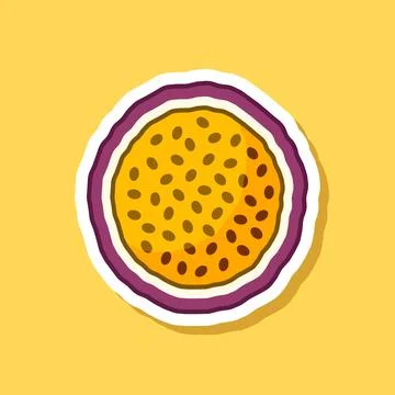 Passion fruit sticker icon in flat style. Passionfruit vector illustration .. Stock Illustration