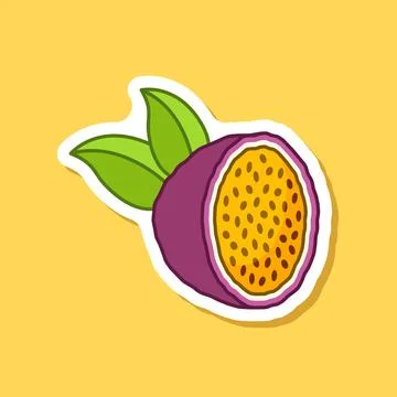 Passion fruit sticker icon in flat style. Passionfruit vector illustration .. Stock Illustration