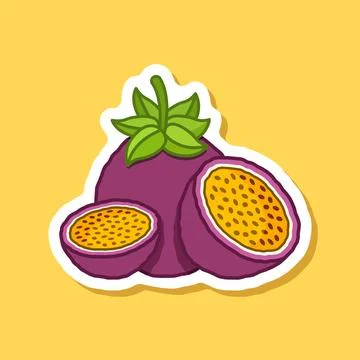 Passion fruit sticker icon in flat style. Passionfruit vector illustration .. Stock Illustration