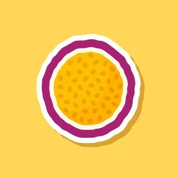 Passion fruit sticker icon in flat style. Passionfruit vector illustration .. Stock Illustration