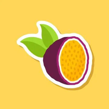 Passion fruit sticker icon in flat style. Passionfruit vector illustration .. Stock Illustration