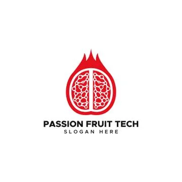 Passion fruit technology logo vector Stock Illustration