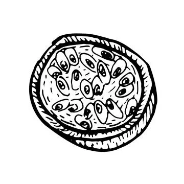 Passion fruit vector dried slice Stock Illustration