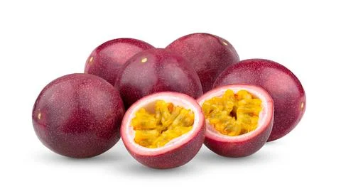 Passion fruit on the white background. full depth of field Stock Photos
