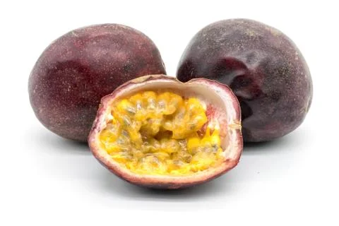 Passion fruit on white background Stock Photos