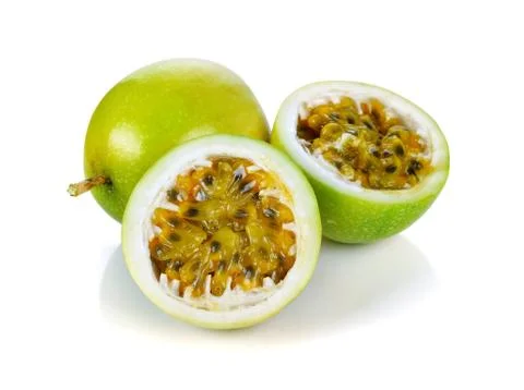 Passion fruit on white background Stock Photos