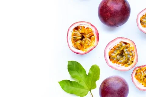 Passion fruit on white background. Stock Photos