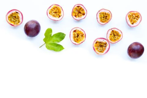 Passion fruit on white background. Stock Photos