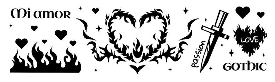 Passion gothic graphic set Illustrazione stock