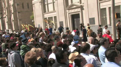 Passion Play SAT Crowd pan SND P HD Stock Footage