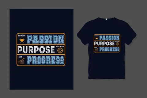 Passion Purpose Progress Typography T Shirt Design Stock Illustration