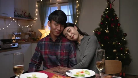 Passionate couple having romantic dinner Video stock 165756977