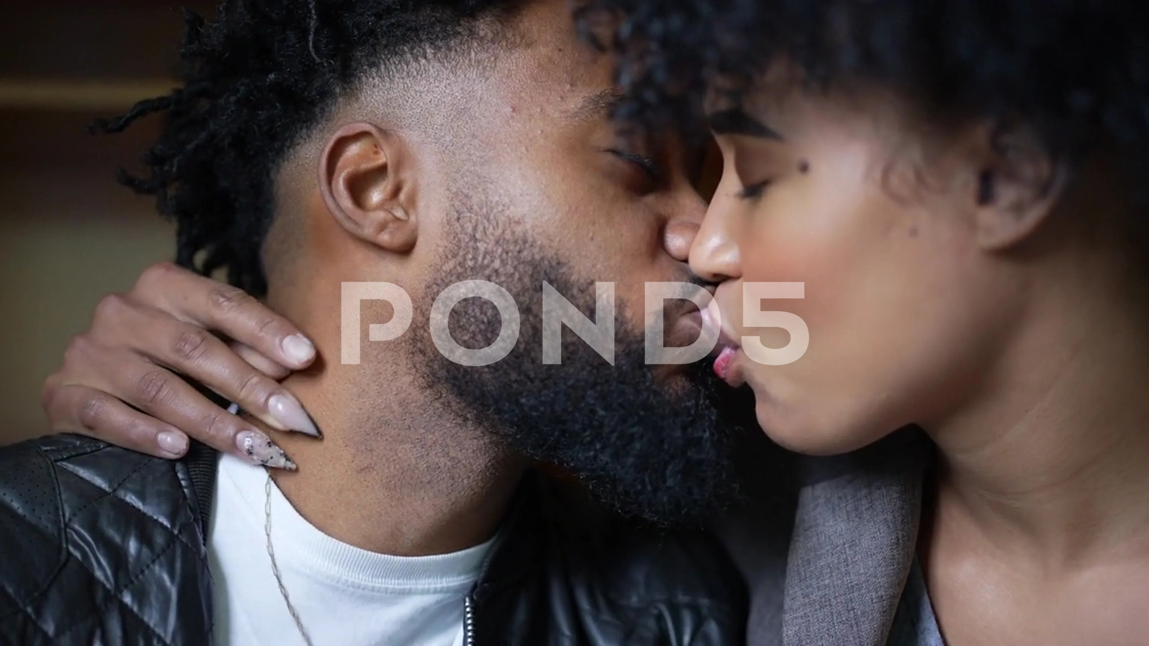 Passionate kiss a black couple kissing a... | Stock Video | Pond5