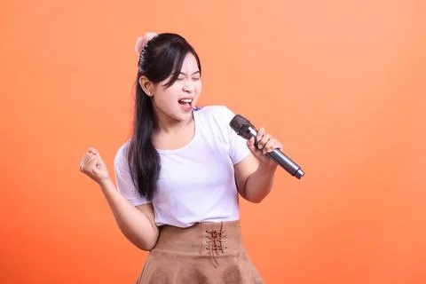 Passionate Singer on Stage Stock Photos