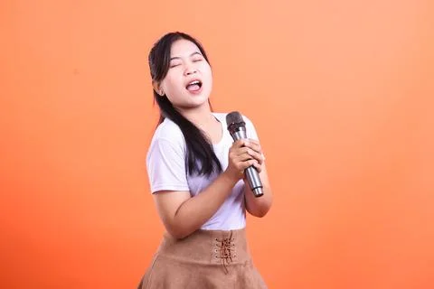Passionate Singer in Studio Stock Photos
