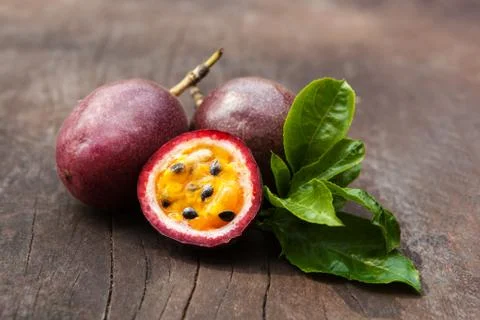 Passionfruit background. Stock Photos