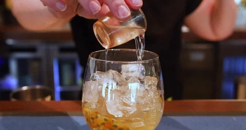 Passionfruit Gin Cocktail Stock Footage 105041876