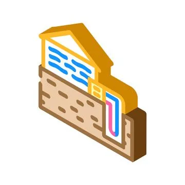 Passive cooling green building isometric icon vector illustration Illustrazione stock