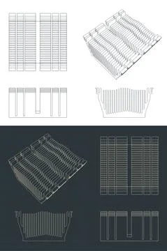 Passive cpu cooler cooler blueprints Stock Illustration