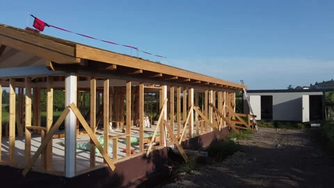 Passive house under construction. Stockbeeldmateriaal 166239197