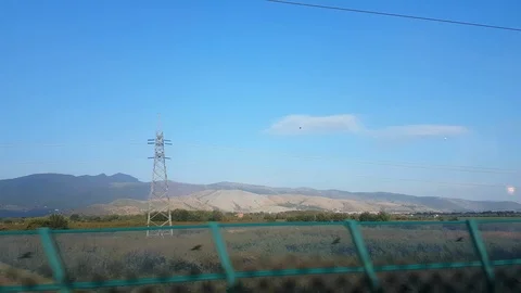 Passive landscape from windows train Stock Footage 121448829