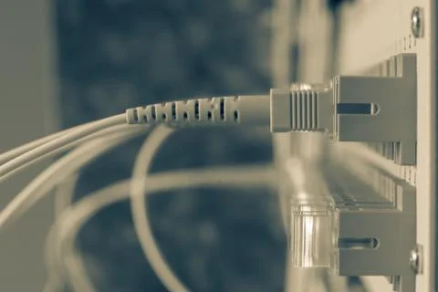 Passive optical network distribution panel Foto stock