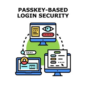 Passkey based login security concept illustration Stock Illustration