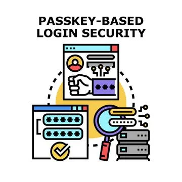 Passkey based login security system concept Stock Illustration
