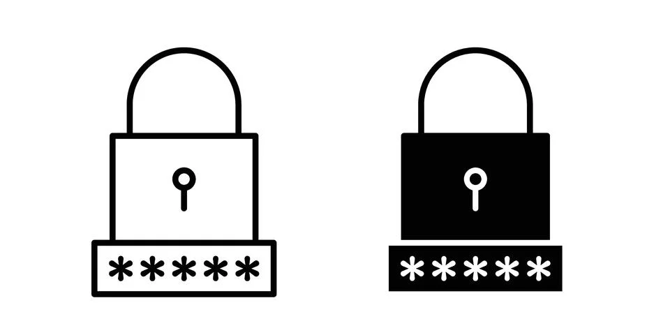 Passkey security icon pack with silhouette and stroke web icons Stock Illustration
