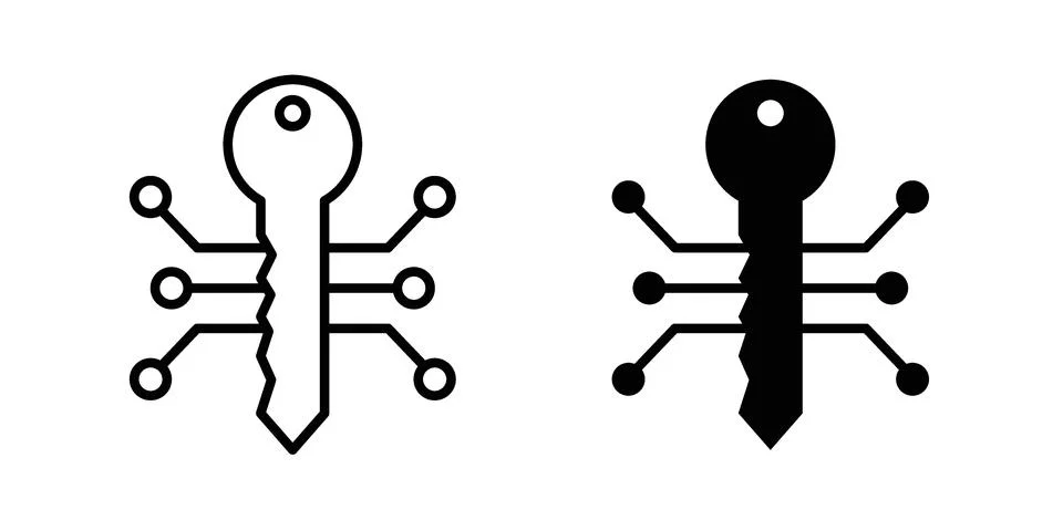 Passkey security icon silhouette vector set. thin line pack Stock Illustration