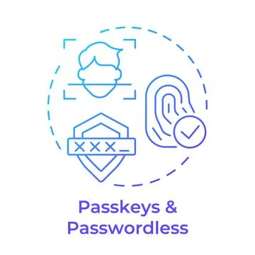 Passkeys and passwordless blue gradient concept icon Stock Illustration