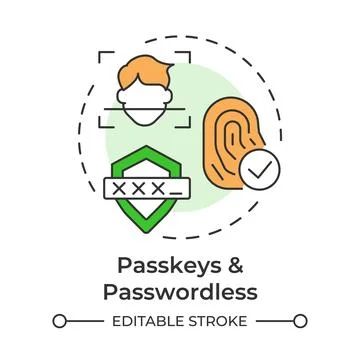 Passkeys and passwordless multi color concept icon Stock Illustration