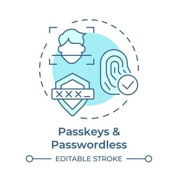 Passkeys and passwordless soft blue concept icon Stock Illustration