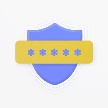 Passkeys, Single sign-on concept with shield and password field. Cyber security Stock Illustration