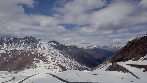 Passo dello Stelvio Aerial 2017. Cyclists and fans at the bike race. Stock Footage 105559953