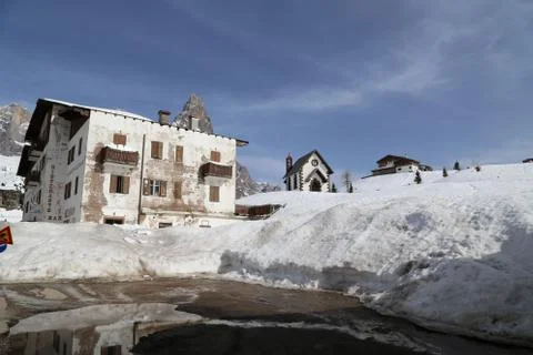 The Passo Rolle in Winter Stock Photos