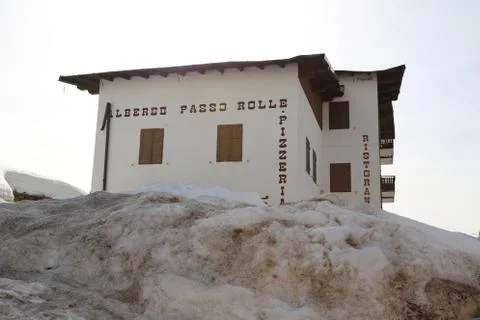 The Passo Rolle in Winter Foto stock
