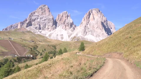 Passo Sella with Three Peaks Stock Footage 263122527