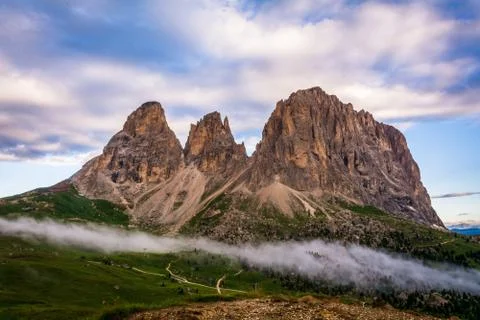 Passo Sella view in early morning Stock Photos