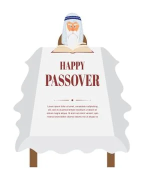 Passover dinner table. Moses reading Haggadah イラスト素材