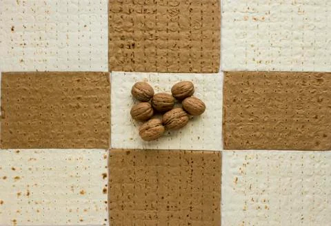 Passover Geometric Shape Background with two kinds matzah breads, Foto stock