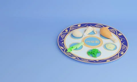 Passover holiday. Passover seder plate. Web banner with place for text Stock Illustration