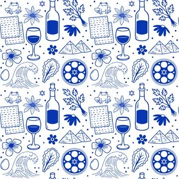 Passover holiday seamless pattern in minimal style. Jewish Holiday Symbol Stock Illustration