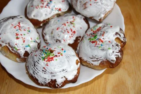 Passover rolls covered with glaze Stock Photos