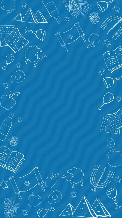 Passover seamless pattern on blue background. Animated Jewish holiday Passover Stock Footage 306132589