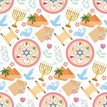 Passover seamless pattern. Pesach endless background, texture. Jewish holiday Stock Illustration