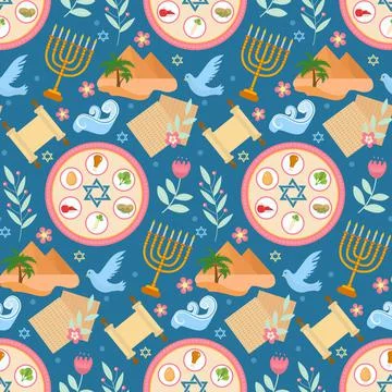 Passover seamless pattern. Pesach endless background, texture. Jewish holiday Stock Illustration