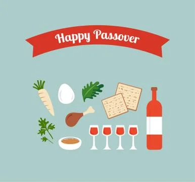 Passover seder flat icons Stock-Illustration