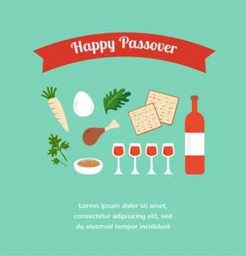 Passover seder flat icons Stock Illustration